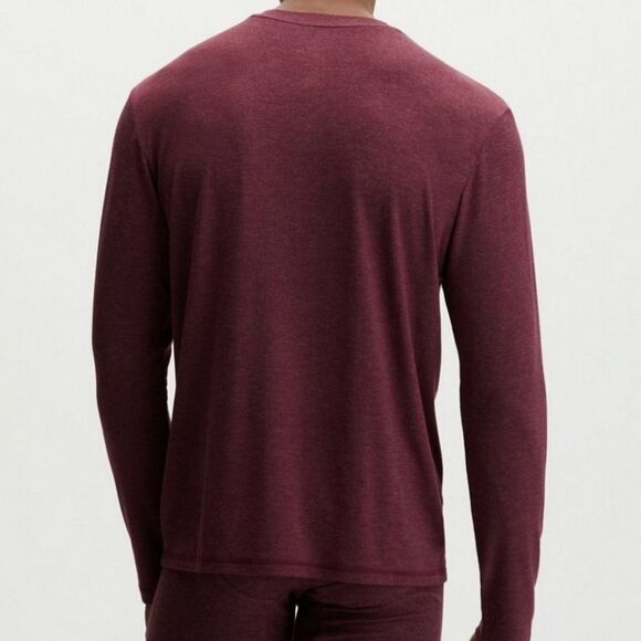 Fabletics Men's Restoreknit Burgundy Long Sleeve Henley Pullover Tee - Picture 3 of 15